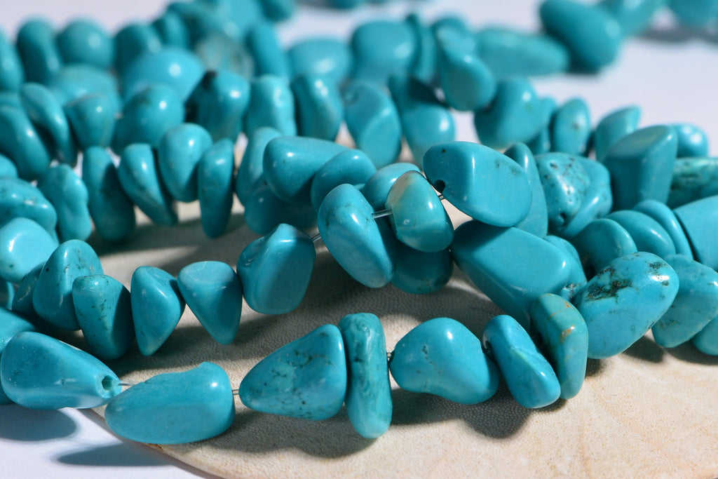 Magnetite Turquoise Teal Nugget Beads Full strand