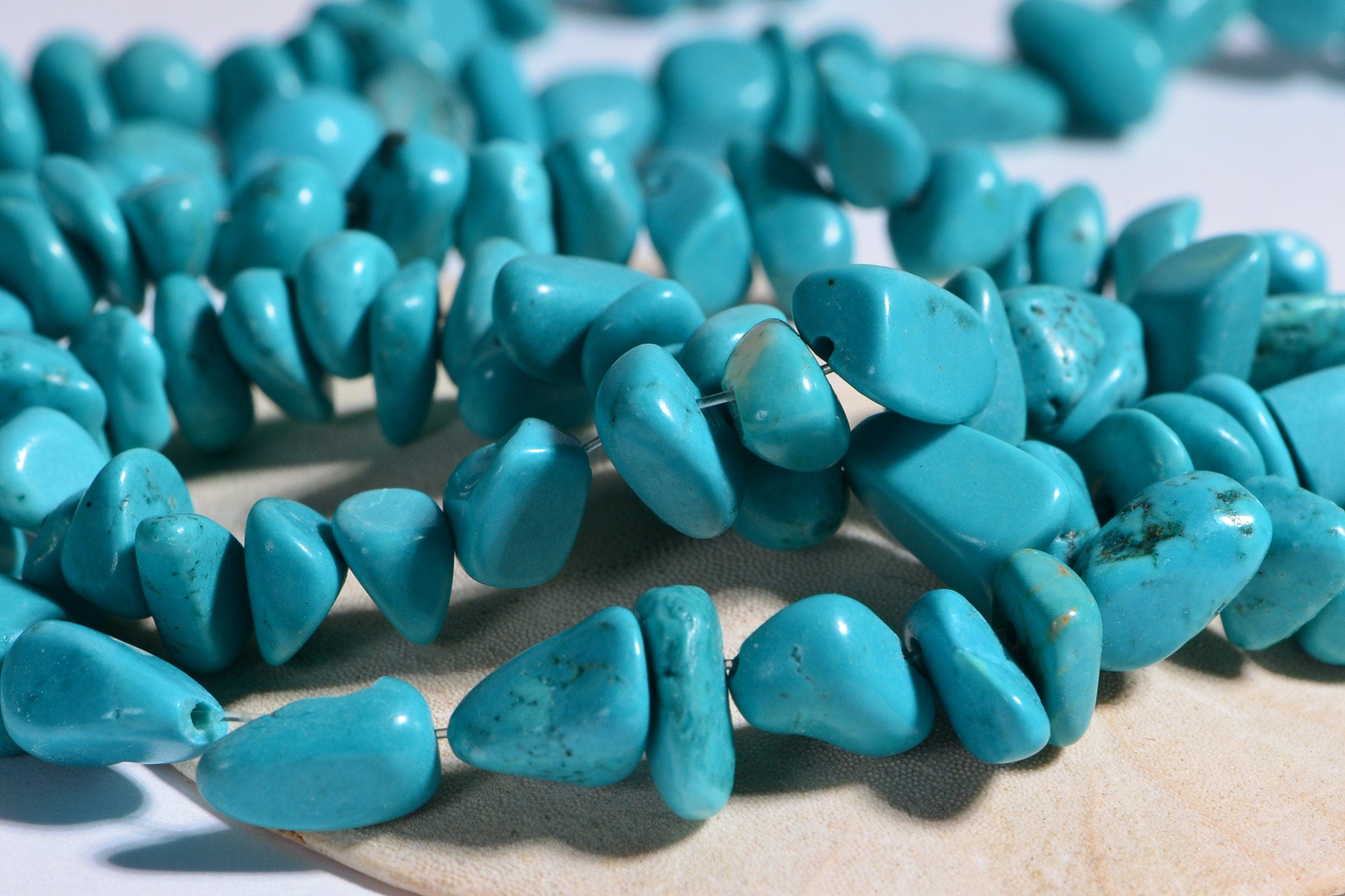 Magnetite Turquoise Teal Nugget Beads Full strand