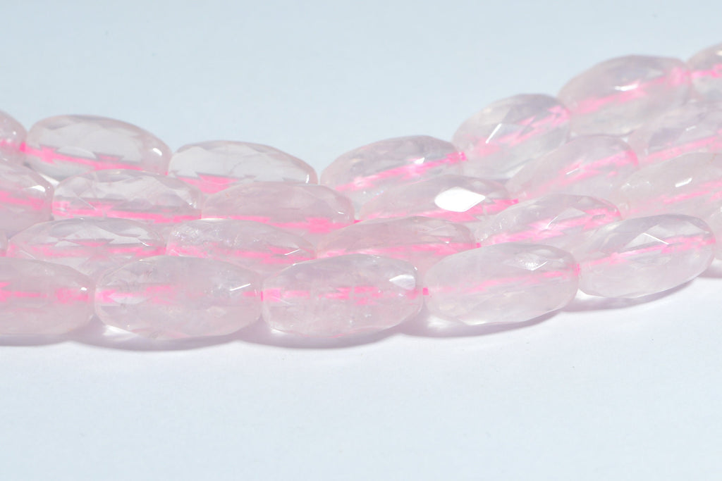 AAA Rose Quartz Faceted Barrel Beads: Crystal Pink Gemstone (2 beads)