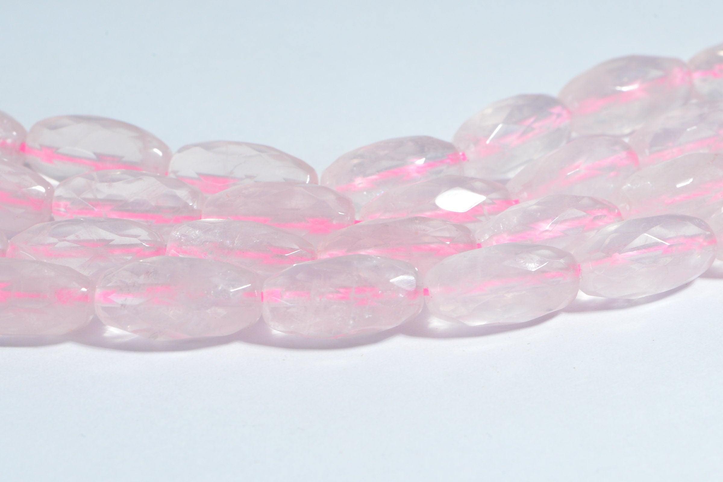 AAA Rose Quartz Faceted Barrel Beads: Crystal Pink Gemstone (2 beads)