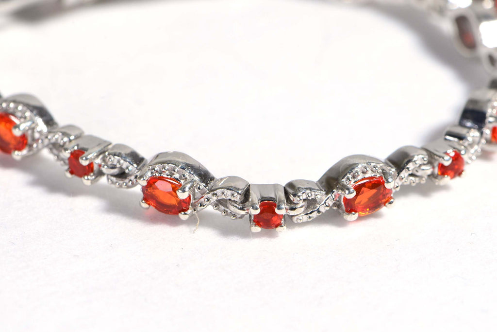 Fire Mexican Opal Bracelet Sterling Silver Tennis Bracelet Vintage Jewelry