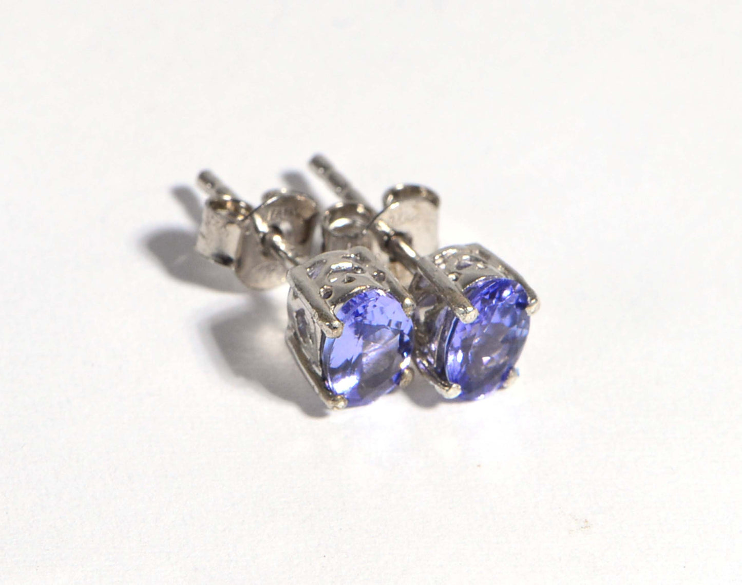 Tiny Oval Tanzanite Stud Earrings: Natural Gemstone, Sterling Silver