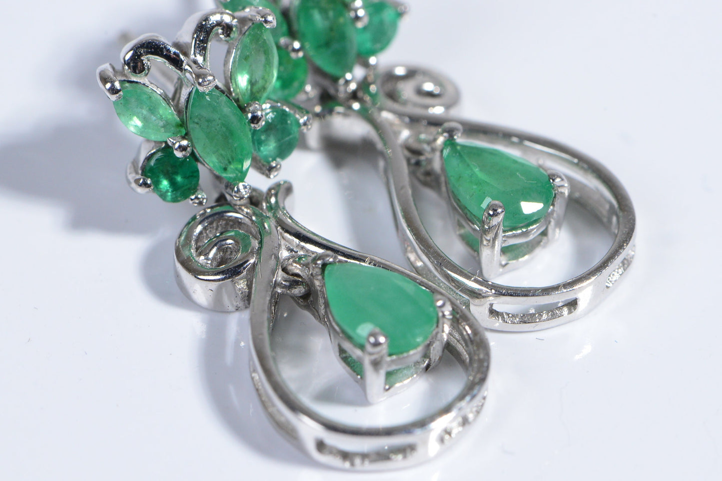 Colombian Emerald Sterling Silver Teardrop Earrings, May Birthstone