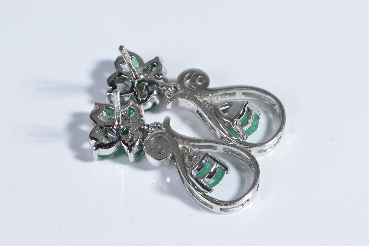 Colombian Emerald Sterling Silver Teardrop Earrings, May Birthstone