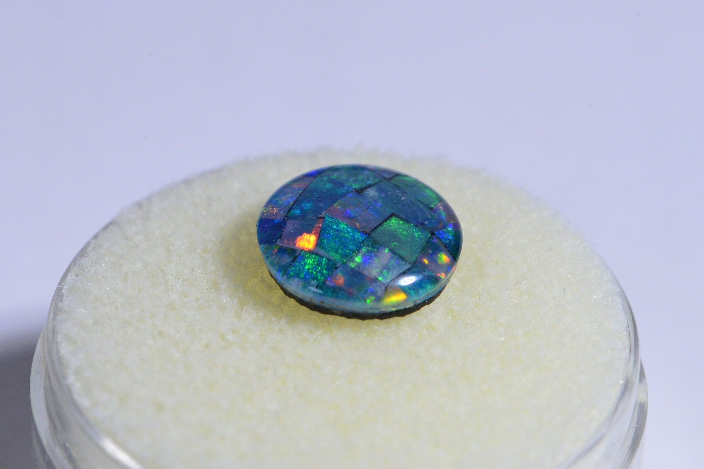 Australian Black Opal Triplet Mosaic Round Cabochon