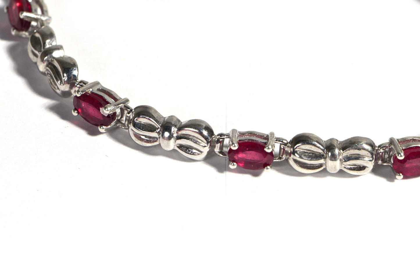 Natural Ruby Sterling Silver Bow Bracelet, July Birthstone