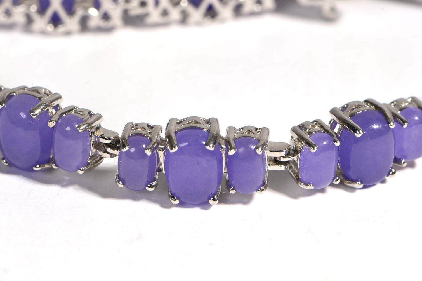 Purple Jade Sterling silver Bracelet Tennis Gemstone Bracelet Chain Link