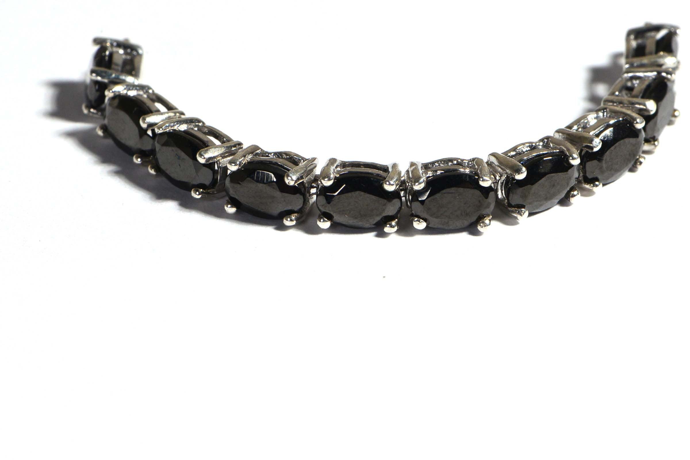 Black Onyx Sterling Silver Bracelet Link: Unfinished Bolo Connector