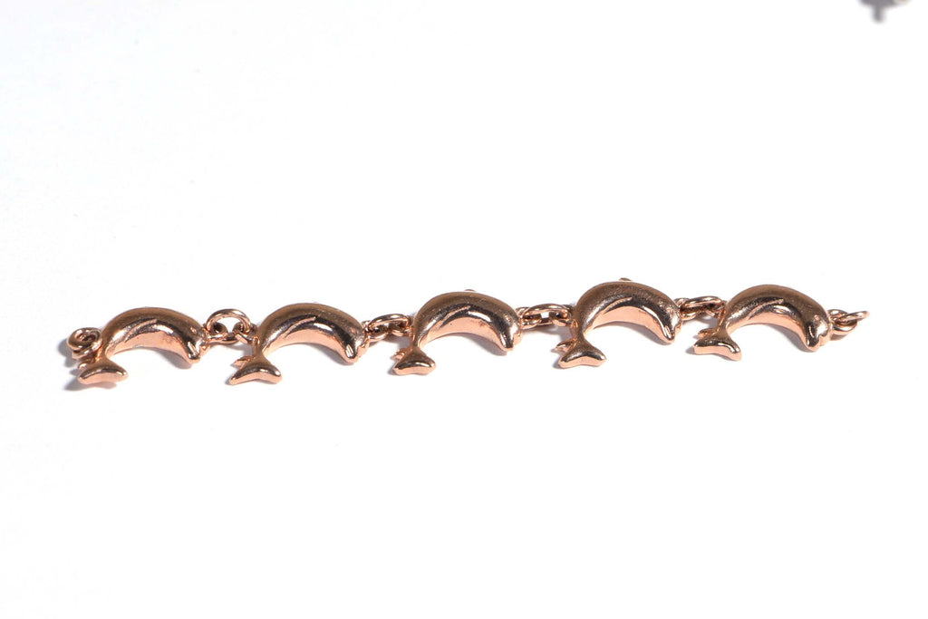 Rose Gold Vermeil Dolphin Link Bracelet: Sterling Silver Jewelry Component