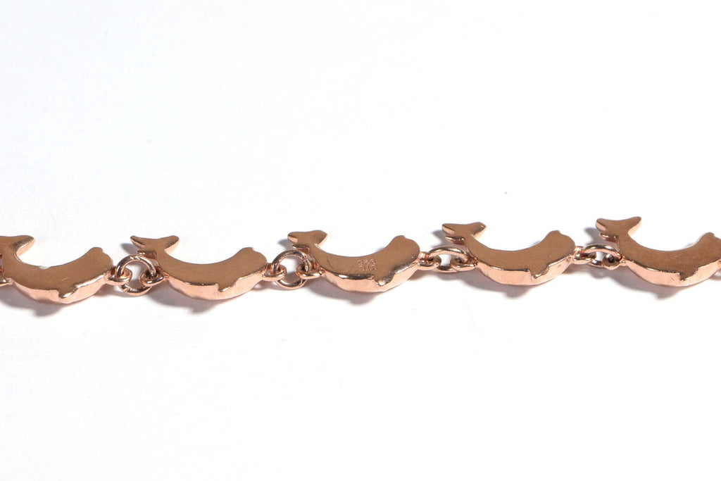 Rose Gold Vermeil Dolphin Link Bracelet: Sterling Silver Jewelry Component