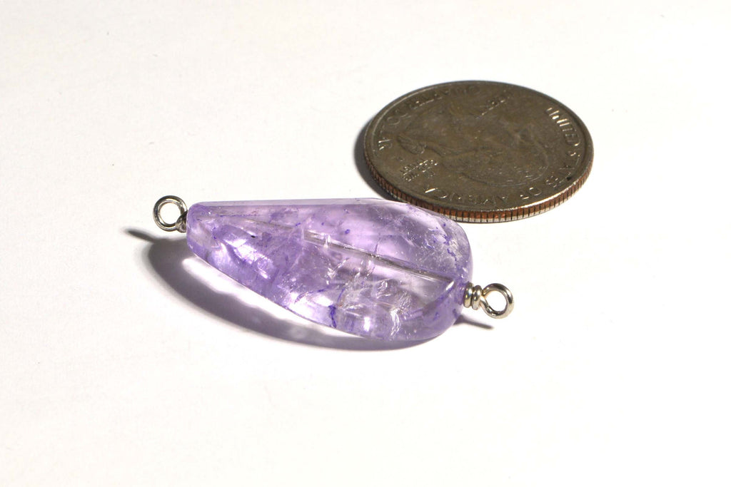Large Light Amethyst Faceted Bead: Sterling Silver Connector