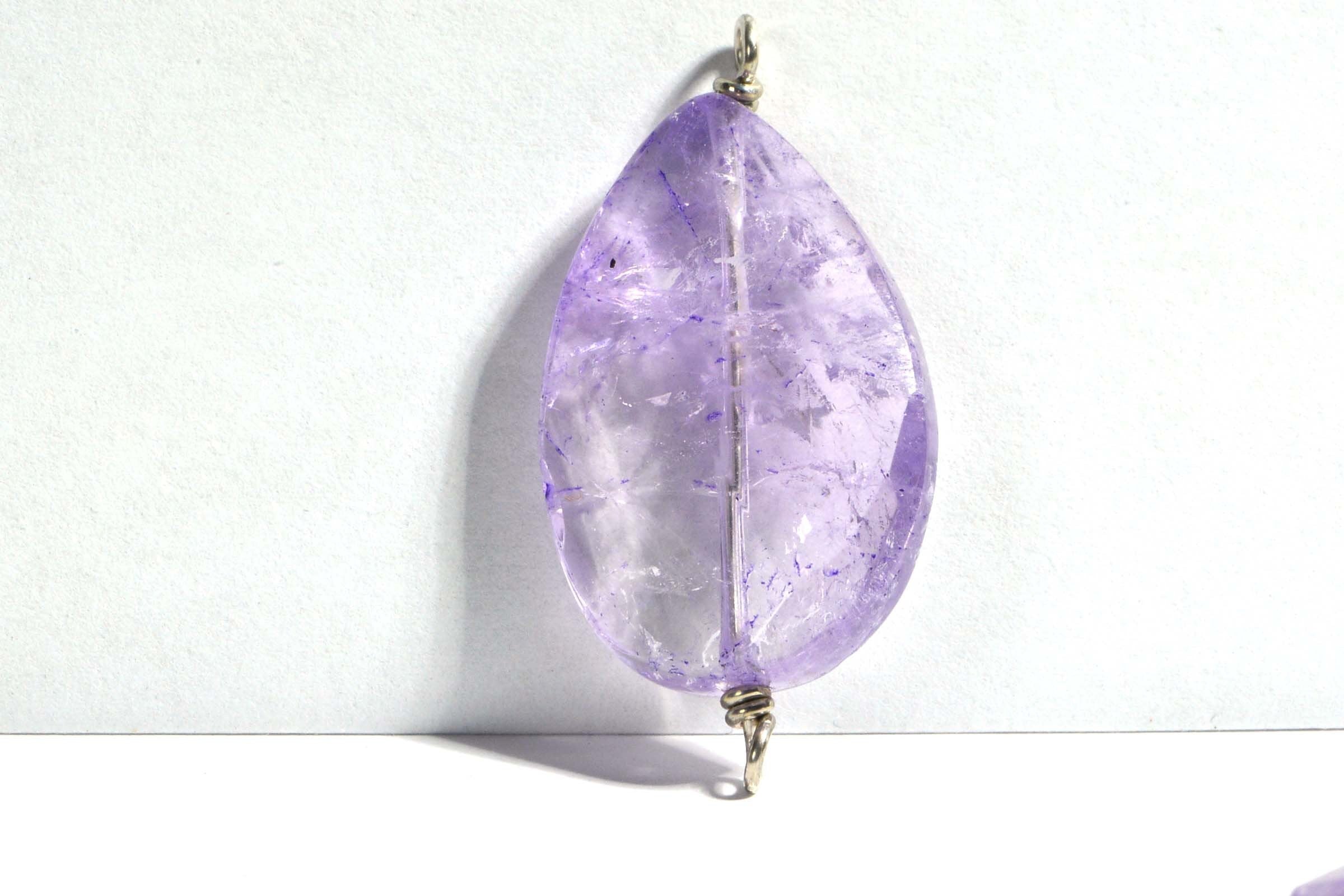 Large Light Amethyst Faceted Bead: Sterling Silver Connector