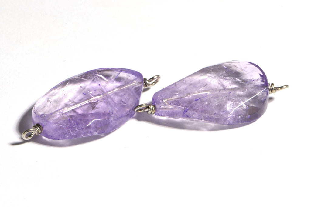 Large Light Amethyst Faceted Bead: Sterling Silver Connector