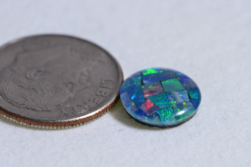 Australian Black Opal Triplet Mosaic Round Cabochon