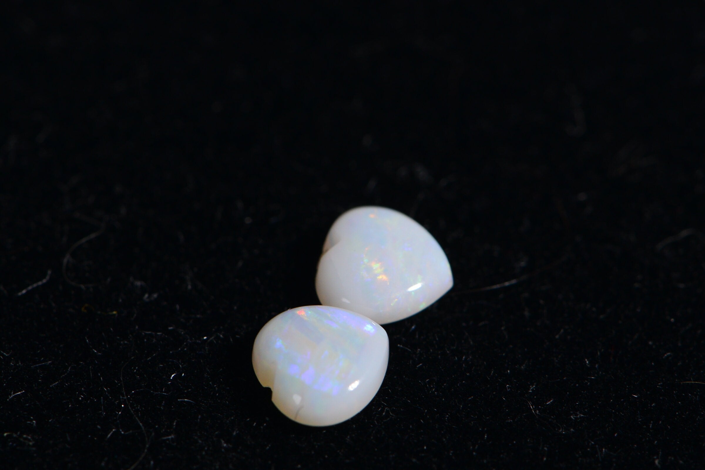 Australian White Opal Heart Cabochons: 5mm Matched Earring Pair