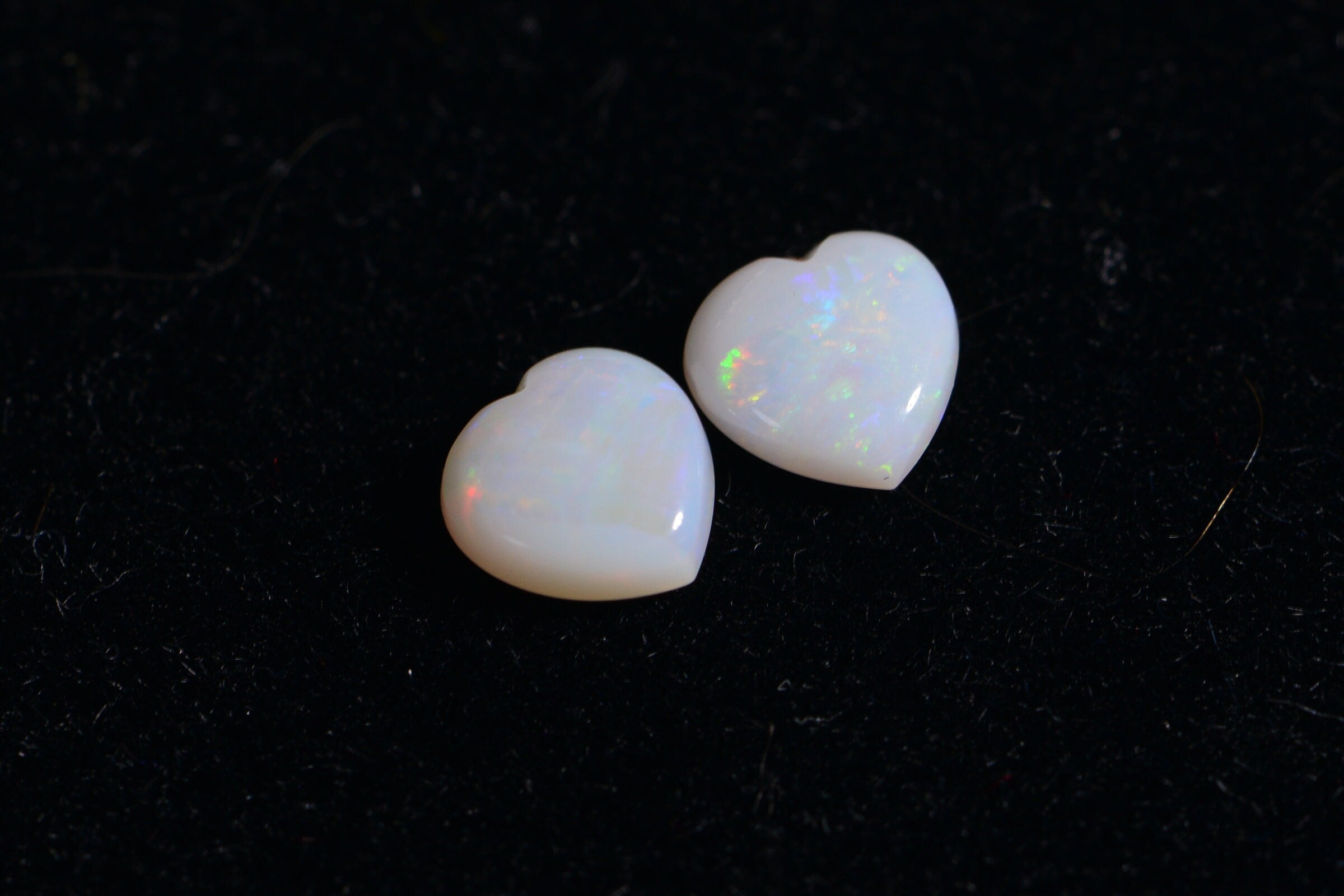 Australian White Opal Heart Cabochons: 5mm Matched Earring Pair