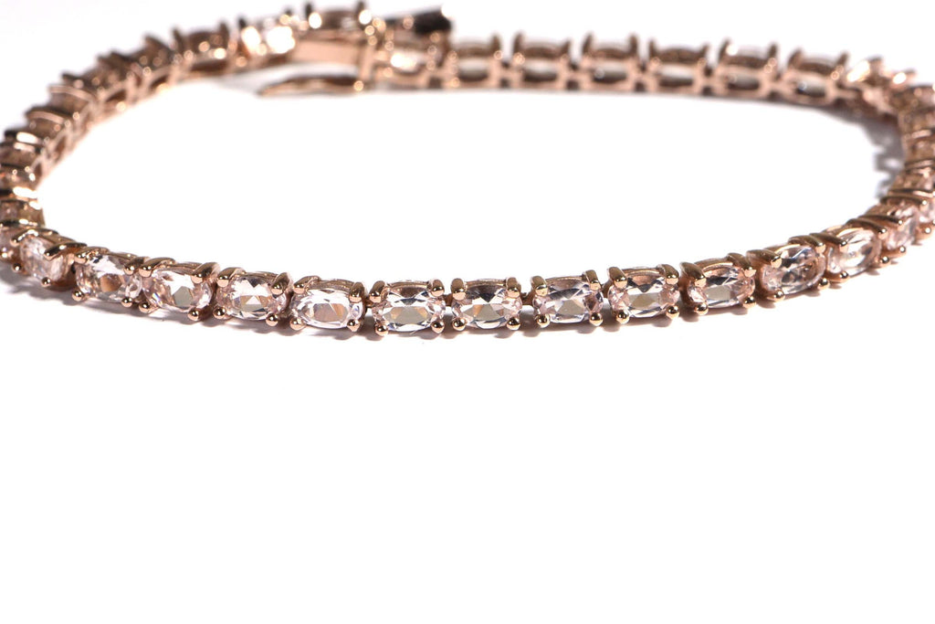 Morganite Tennis Bracelet: Rose Gold Over Sterling Silver, Vintage Style