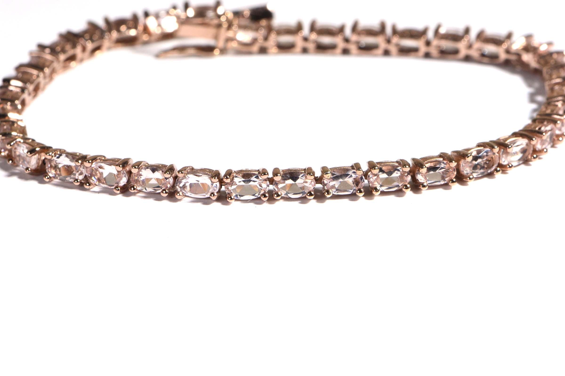Morganite Tennis Bracelet: Rose Gold Over Sterling Silver, Vintage Style
