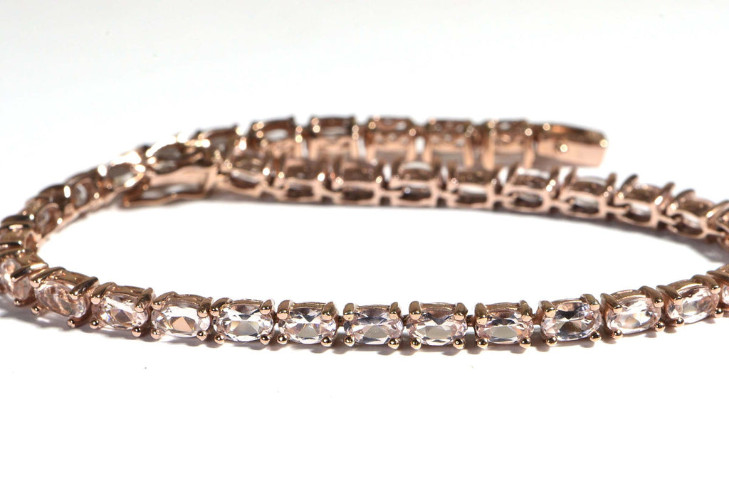 Morganite Tennis Bracelet: Rose Gold Over Sterling Silver, Vintage Style