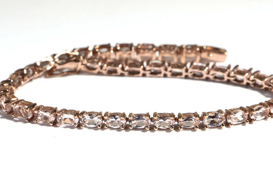 Morganite Tennis Bracelet: Rose Gold Over Sterling Silver, Vintage Style