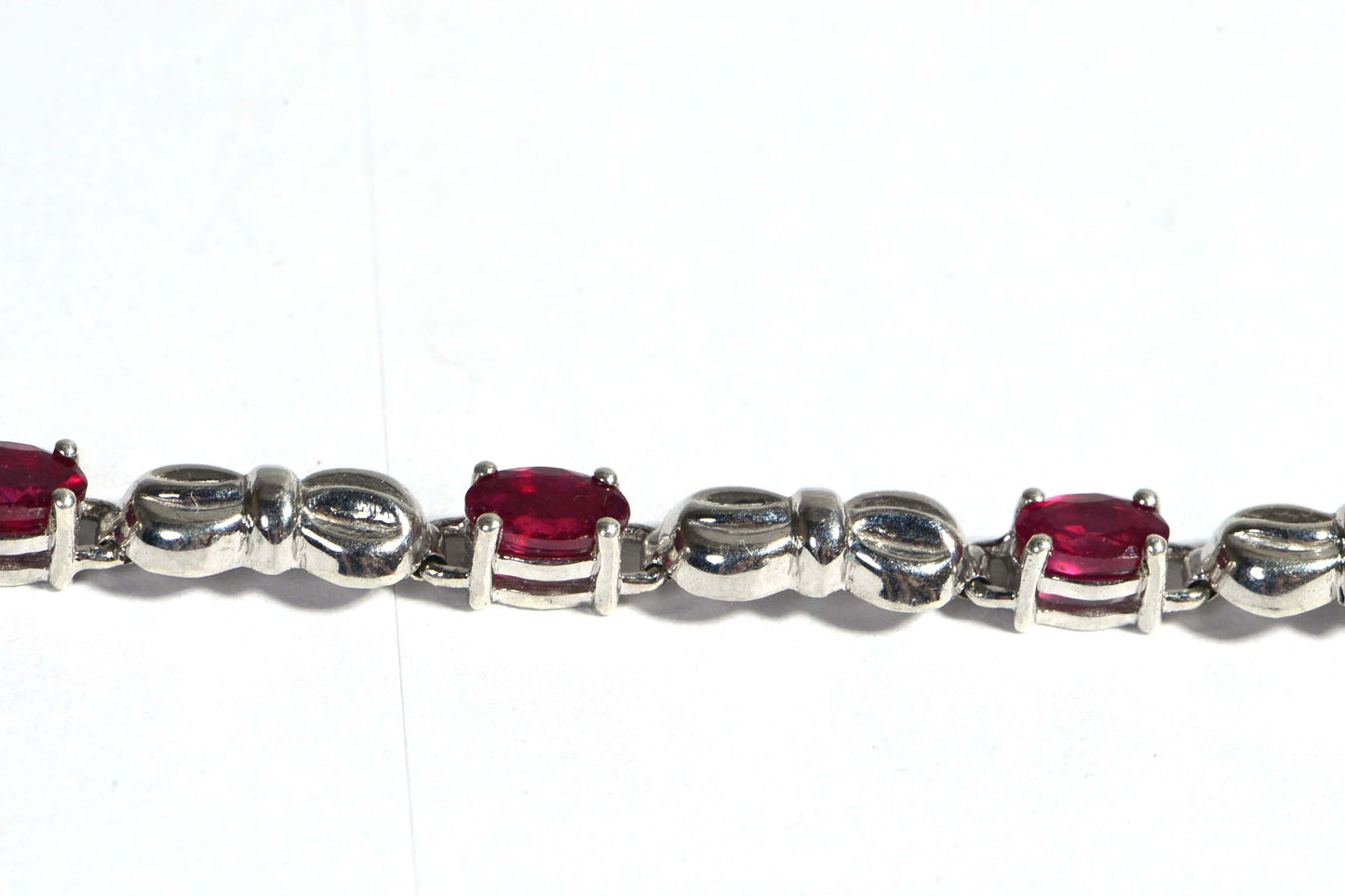 Natural Ruby Sterling Silver Bow Bracelet, July Birthstone