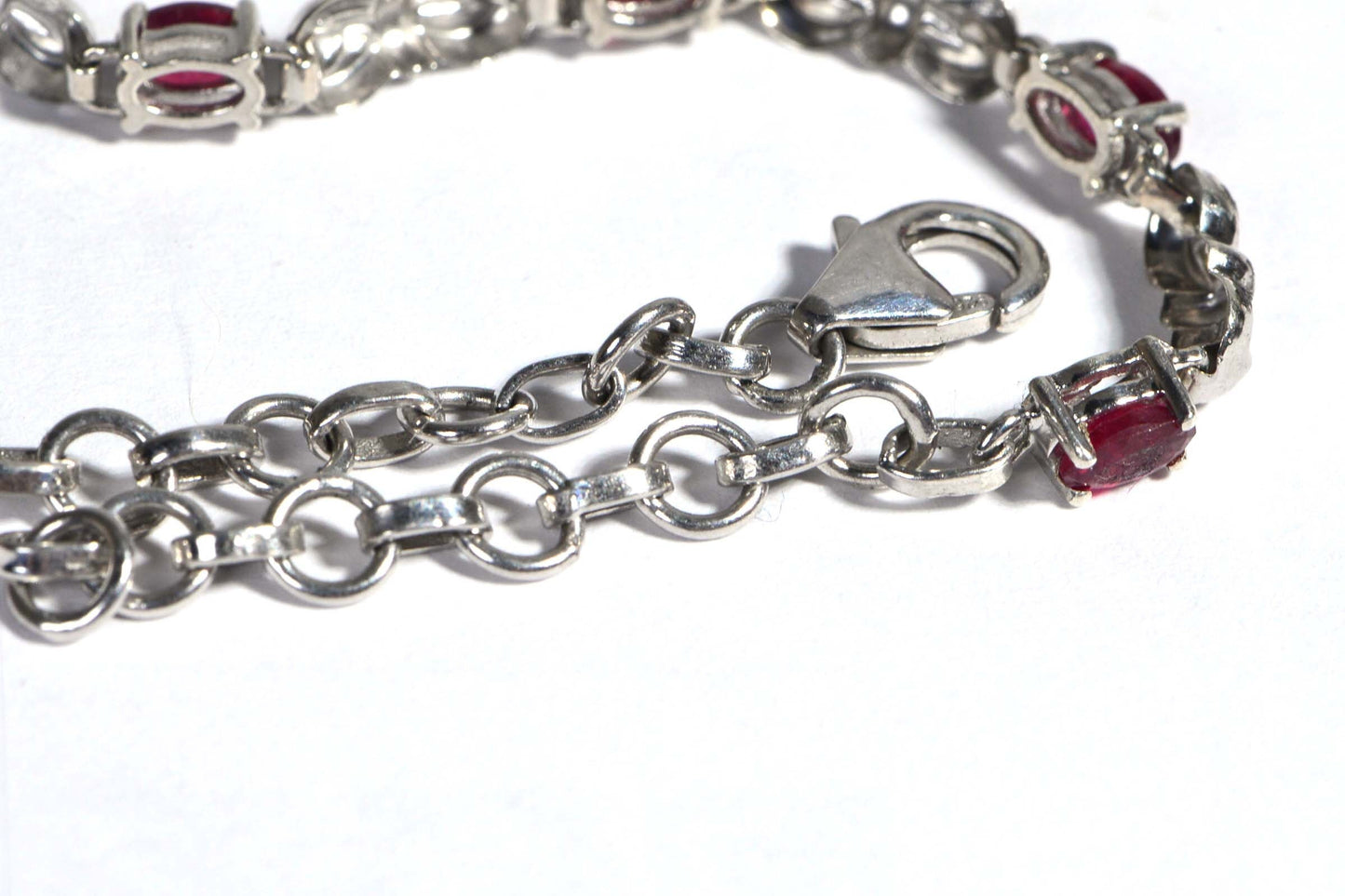 Natural Ruby Sterling Silver Bow Bracelet, July Birthstone
