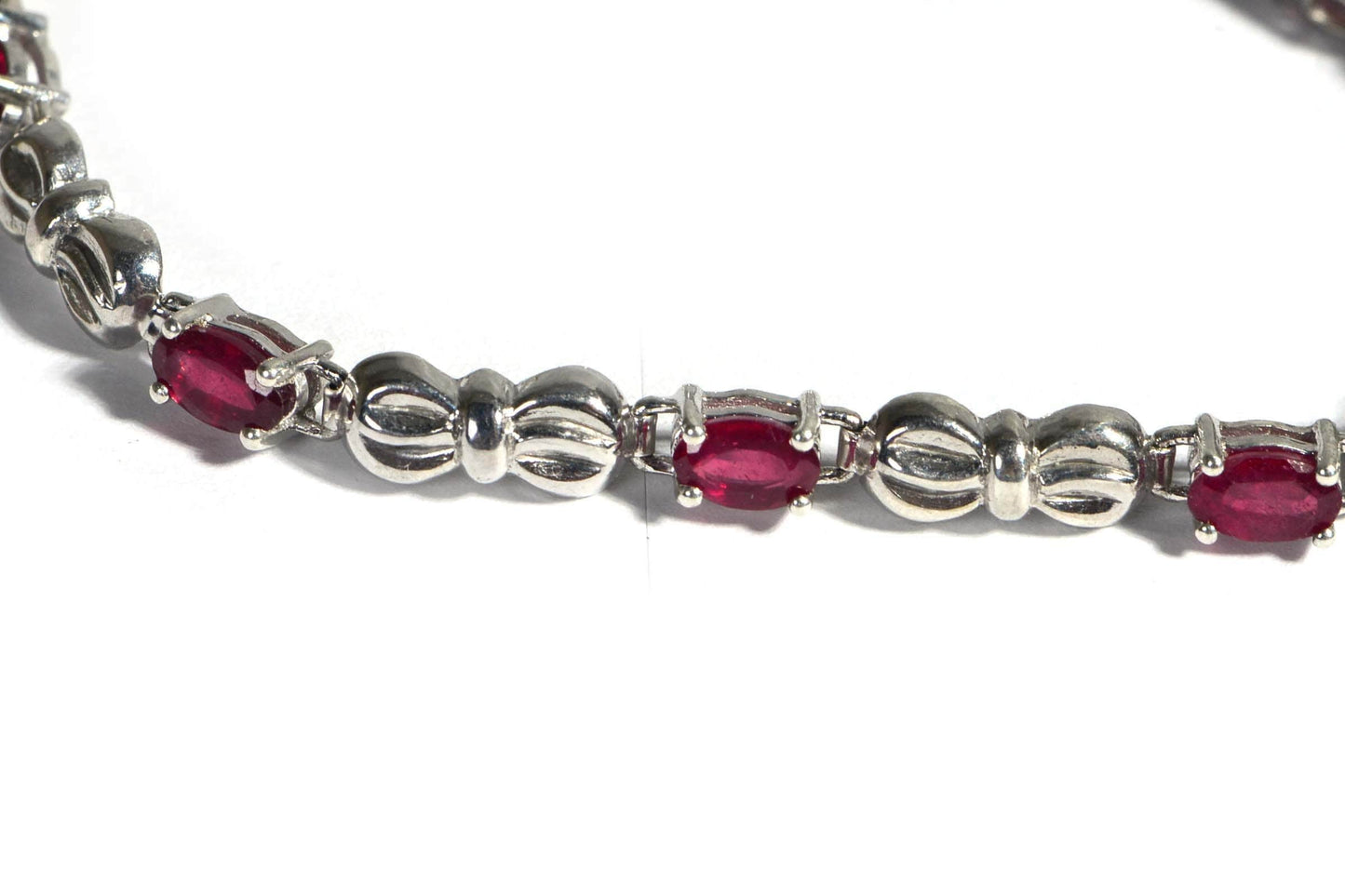 Natural Ruby Sterling Silver Bow Bracelet, July Birthstone