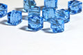 8mm Light Sapphire  Blue Crystal Cube Loose Beads 10 in pack