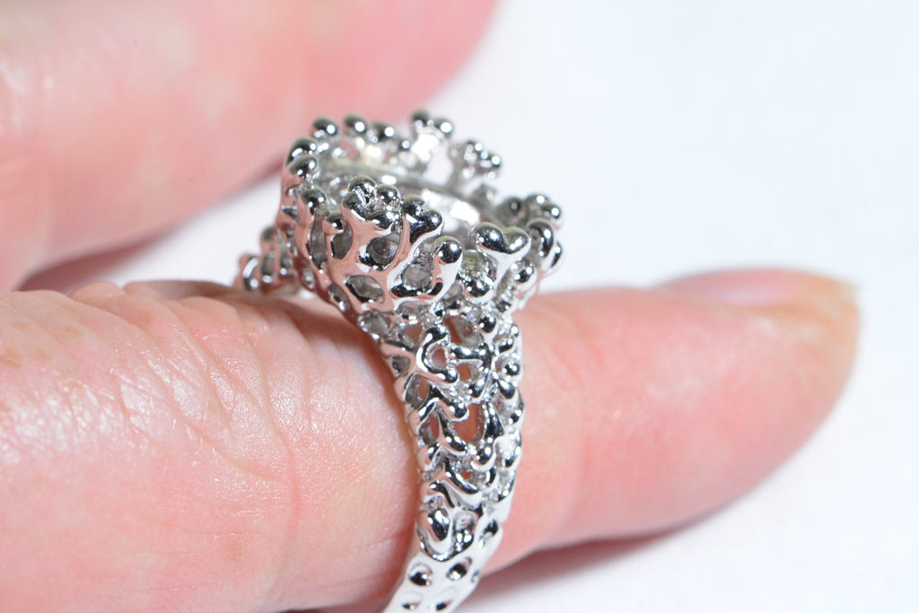 Solid Sterling Silver Bezel Set  Blank Ring Size 8, For Oval Cut Cab  Mounting