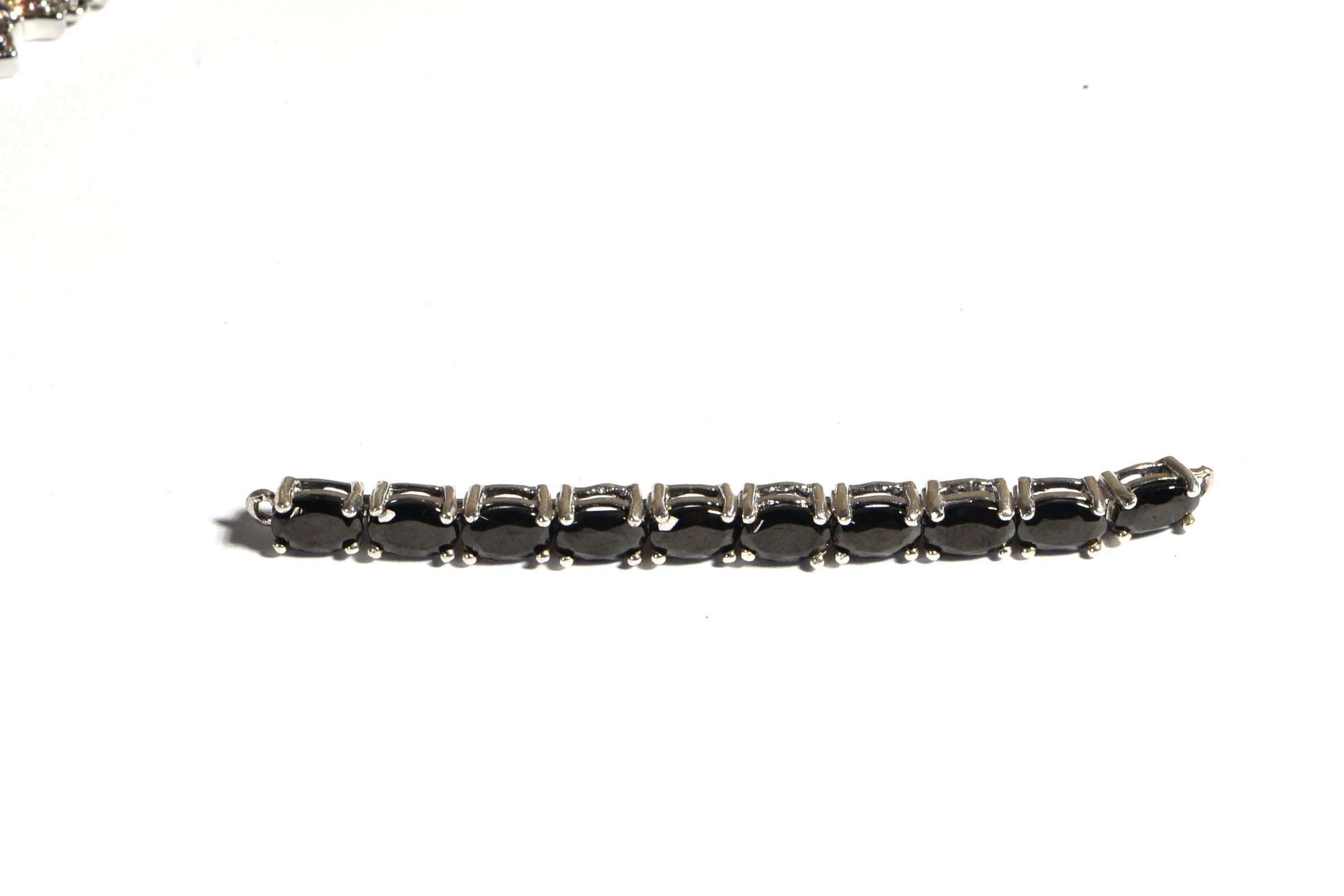 Black Onyx Sterling Silver Bracelet Link: Unfinished Bolo Connector
