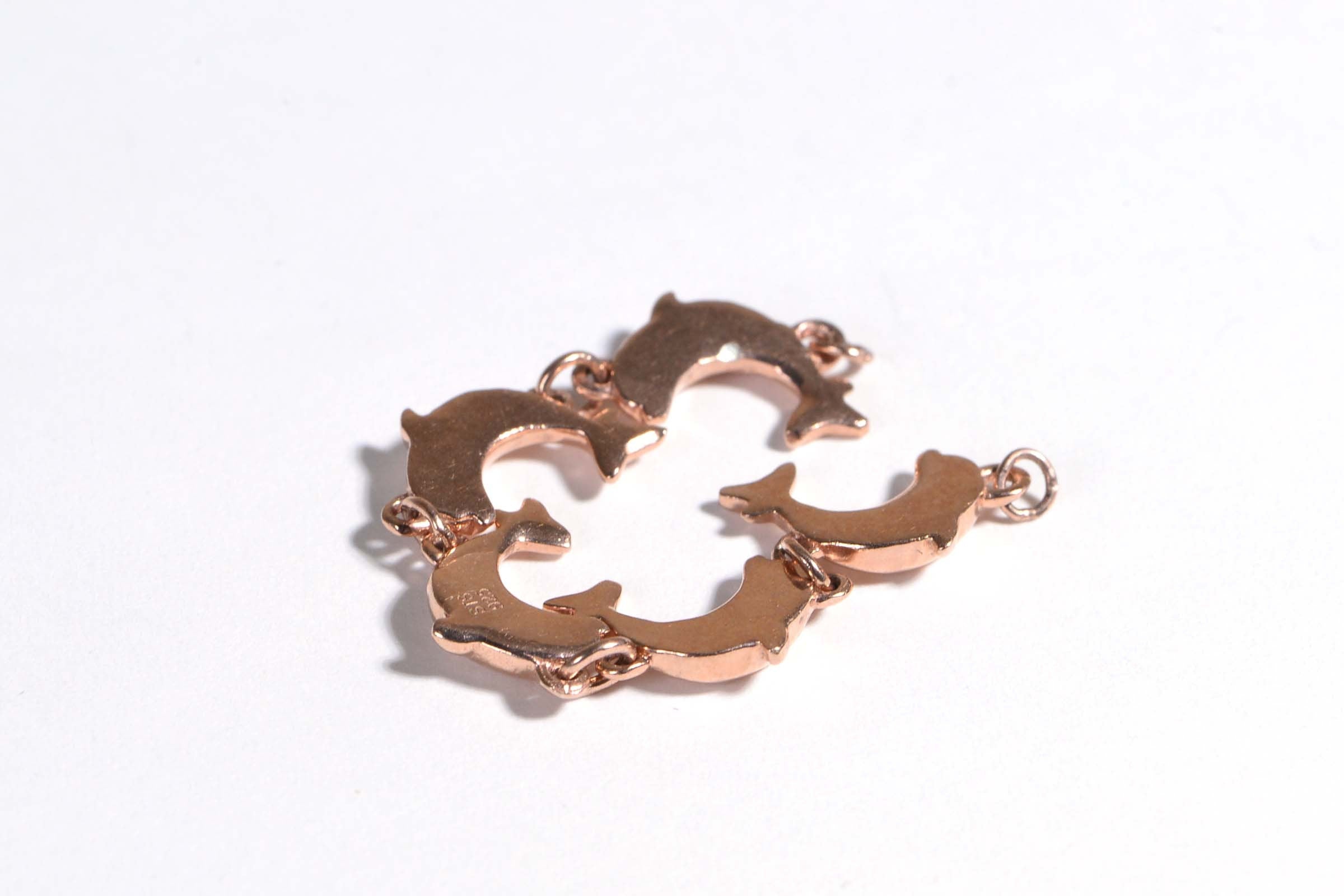 Rose Gold Vermeil Dolphin Link Bracelet: Sterling Silver Jewelry Component