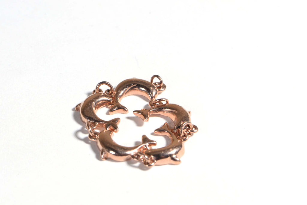 Rose Gold Vermeil Dolphin Link Bracelet: Sterling Silver Jewelry Component