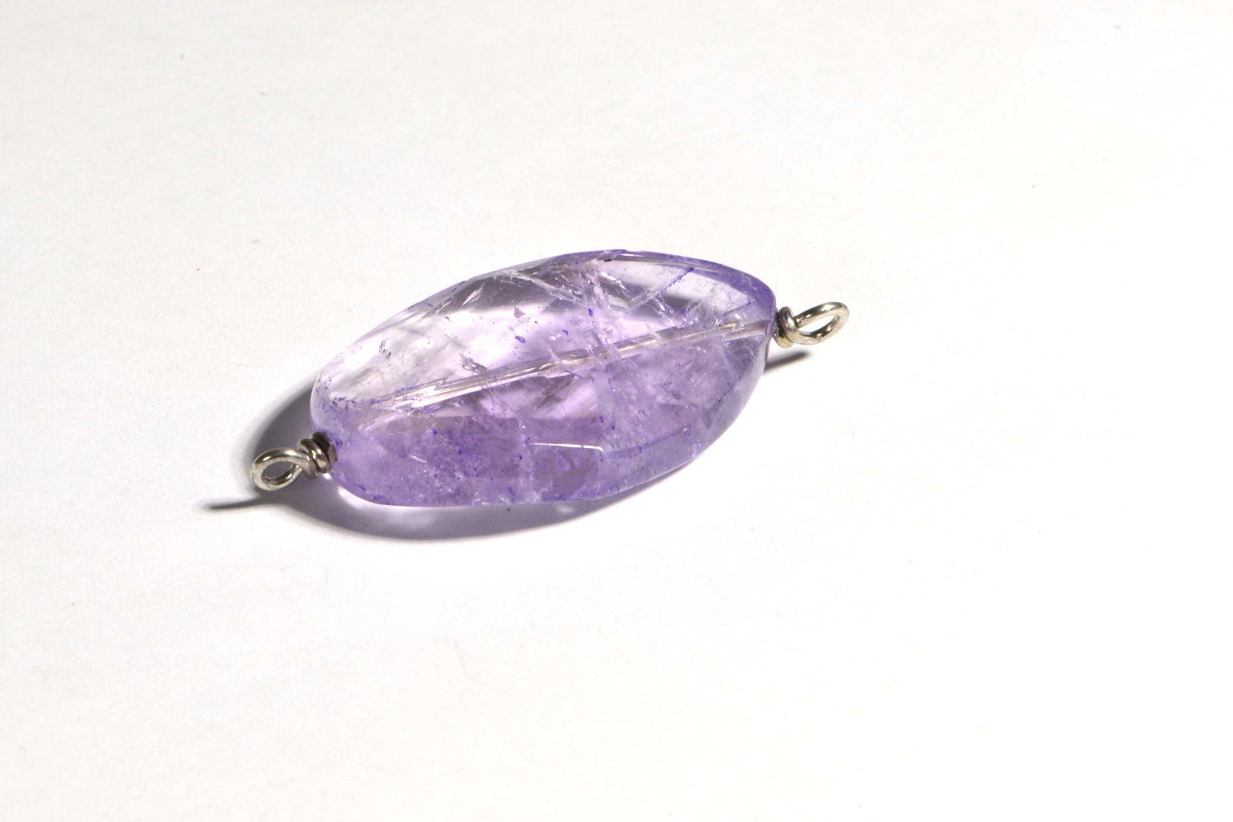 Large Light Amethyst Faceted Bead: Sterling Silver Connector