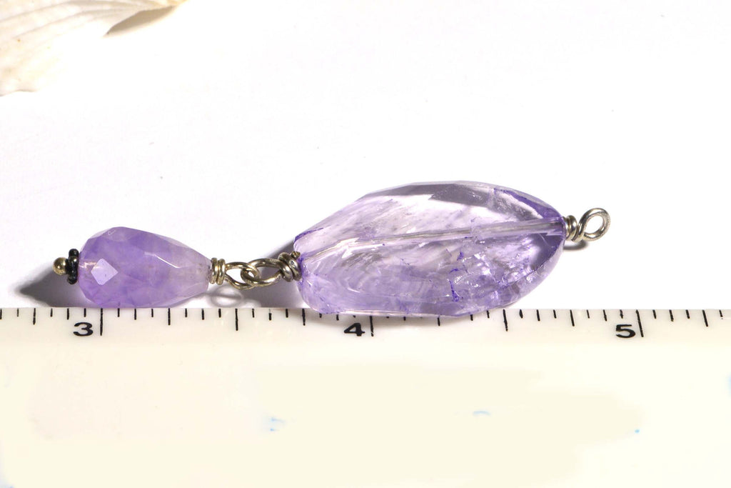 Large Light Amethyst Faceted Bead Connector  Natural Gemstone Beads Jewelry Making Supplies Beads