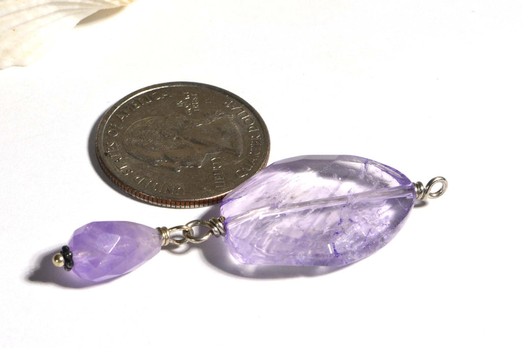 Large Light Amethyst Faceted Bead Connector  Natural Gemstone Beads Jewelry Making Supplies Beads