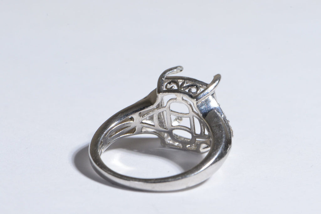 Blanks Ring  Sterling Silver 4 prong rectangle, emerald shape  Stone Design Ring
