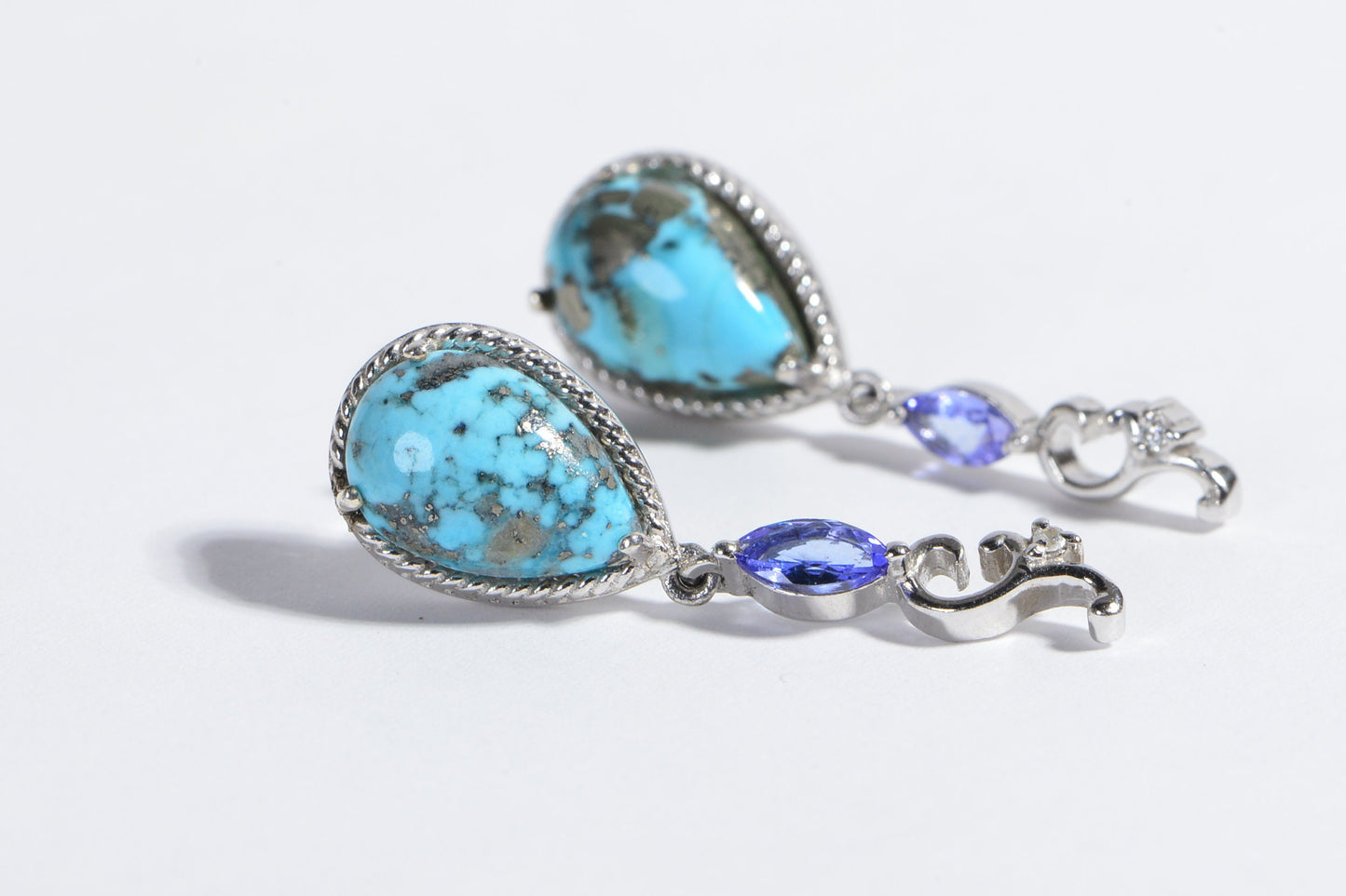Arizona Sleeping Beauty Turquoise Natural Tanzanite Sterling Silver Stud Earrings Birthstone December