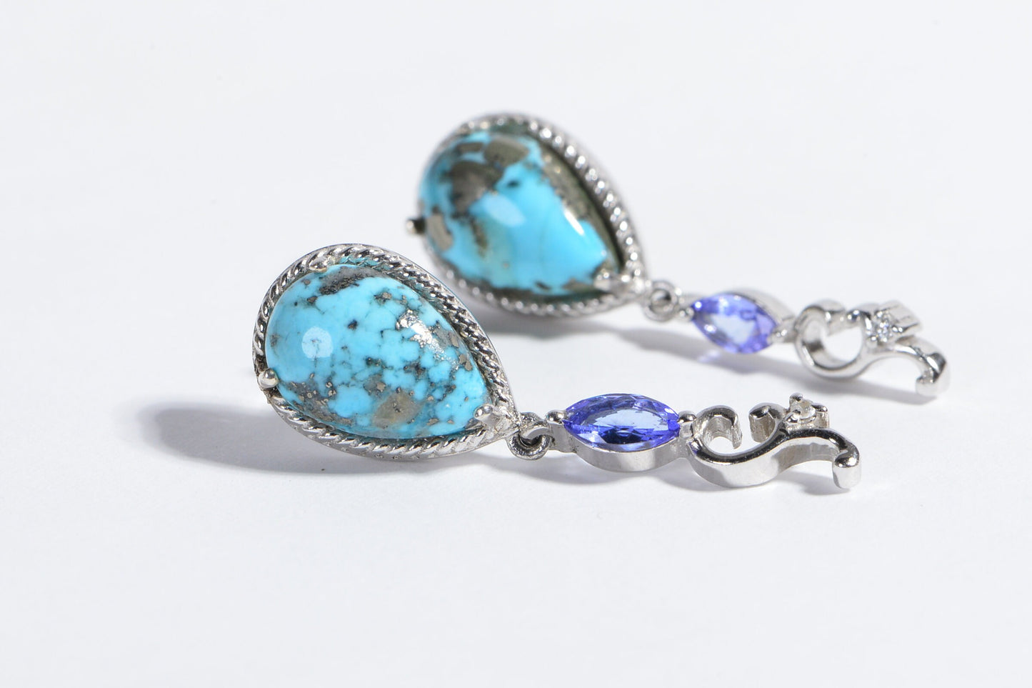 Arizona Sleeping Beauty Turquoise Natural Tanzanite Sterling Silver Stud Earrings Birthstone December