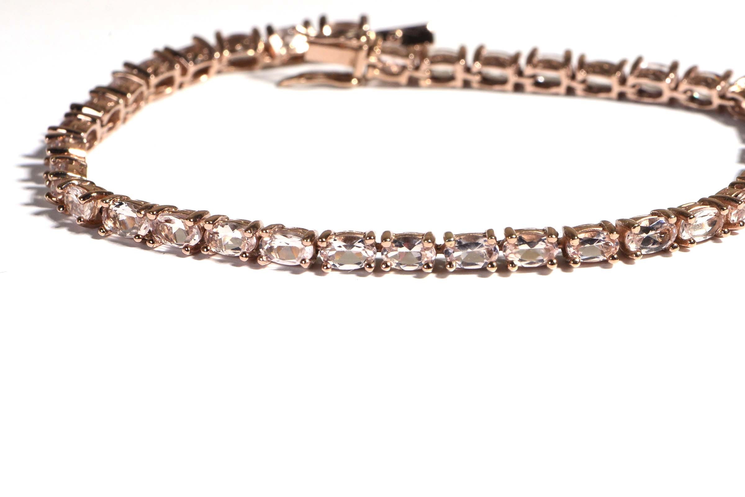 Morganite Tennis Bracelet: Rose Gold Over Sterling Silver, Vintage Style