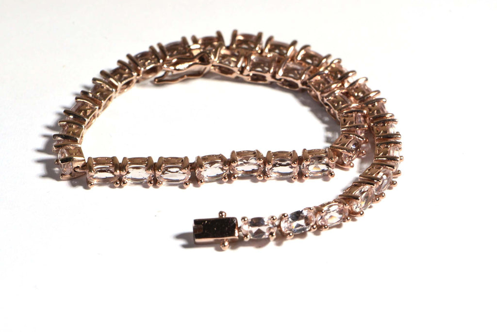 Morganite Tennis Bracelet: Rose Gold Over Sterling Silver, Vintage Style