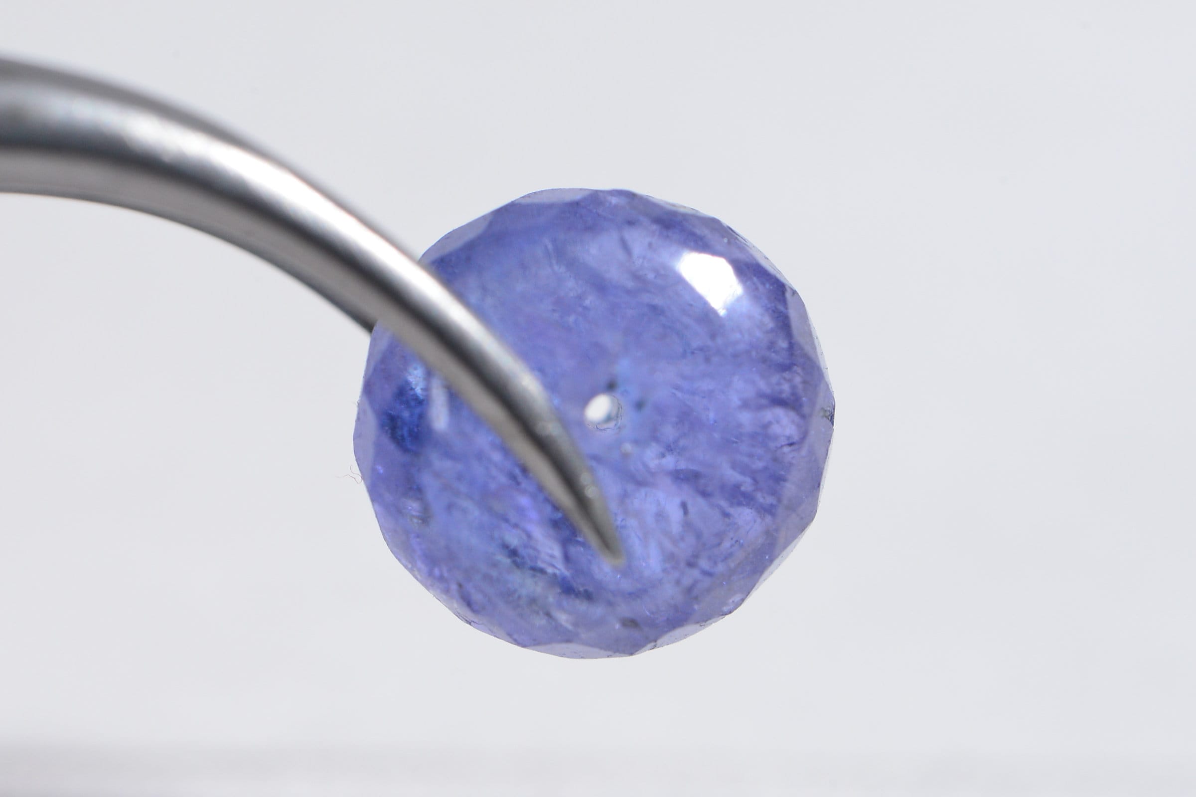Genuine Tanzanite Bead Cabochon  gemstone  faceted  finish Round bead with hole    Birthstone December