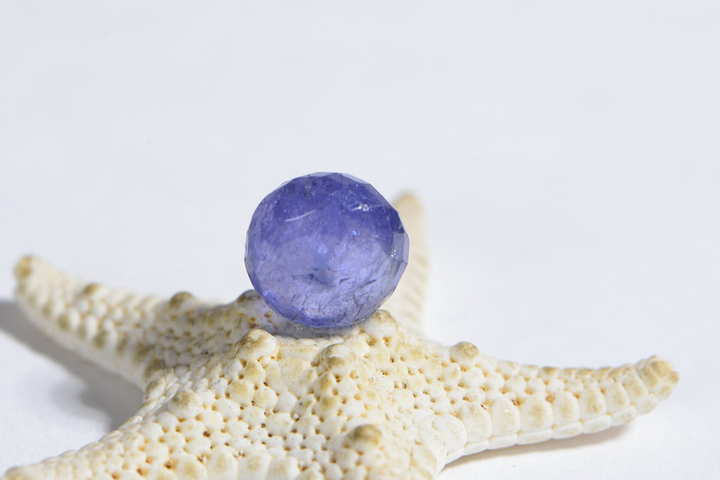 Genuine Tanzanite Bead Cabochon  gemstone  faceted  finish Round bead with hole    Birthstone December