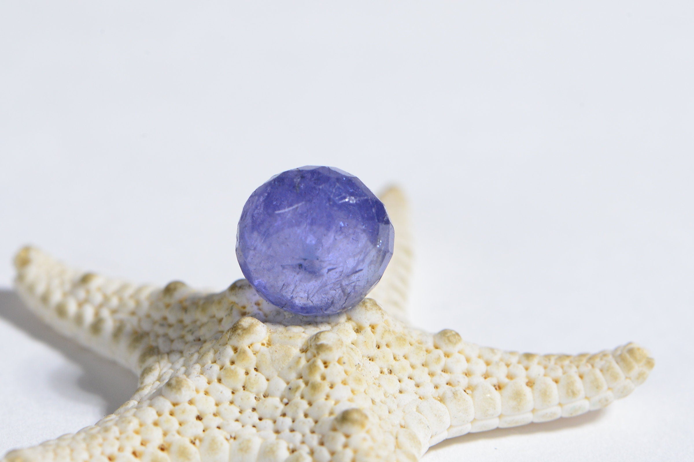 Genuine Tanzanite Bead Cabochon  gemstone  faceted  finish Round bead with hole    Birthstone December