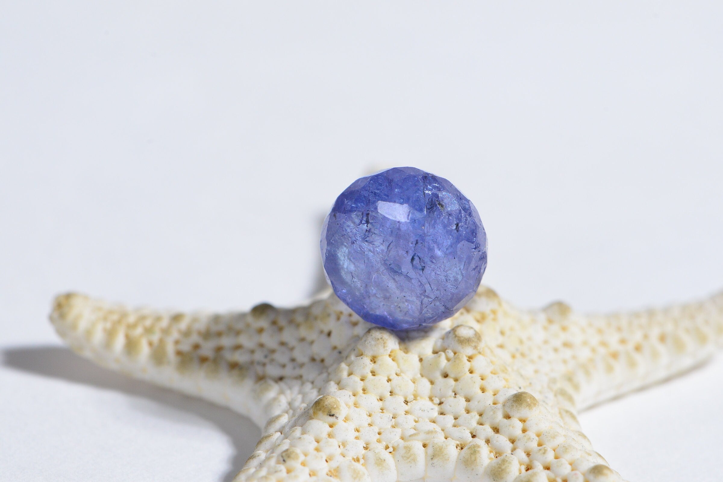 Genuine Tanzanite Bead Cabochon  gemstone  faceted  finish Round bead with hole    Birthstone December