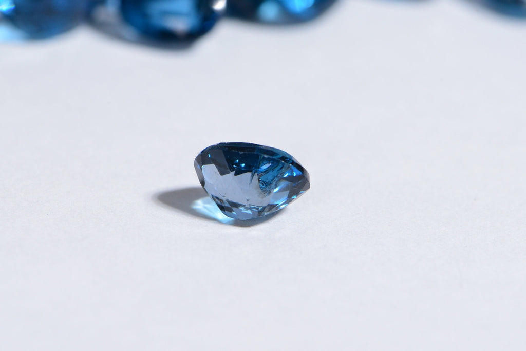 Oval London Blue Topaz Gemstone: Faceted Rose Cut, December Birthstone