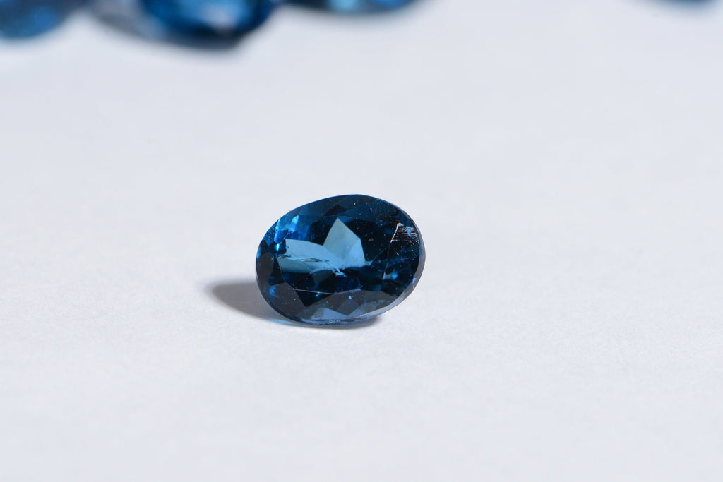 Oval London Blue Topaz Gemstone: Faceted Rose Cut, December Birthstone