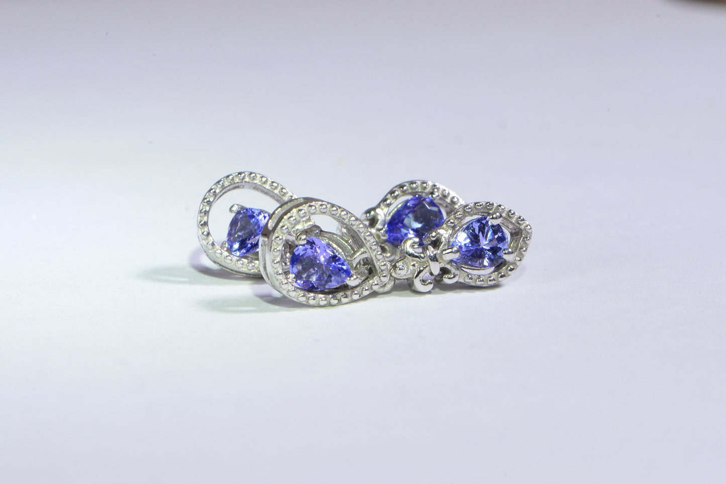 Tanzanite Post Earrings Purple Gemstone Studs Teardrops Earrings Birthstone December