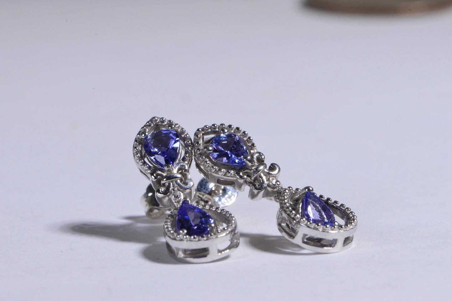 Tanzanite Post Earrings Purple Gemstone Studs Teardrops Earrings Birthstone December