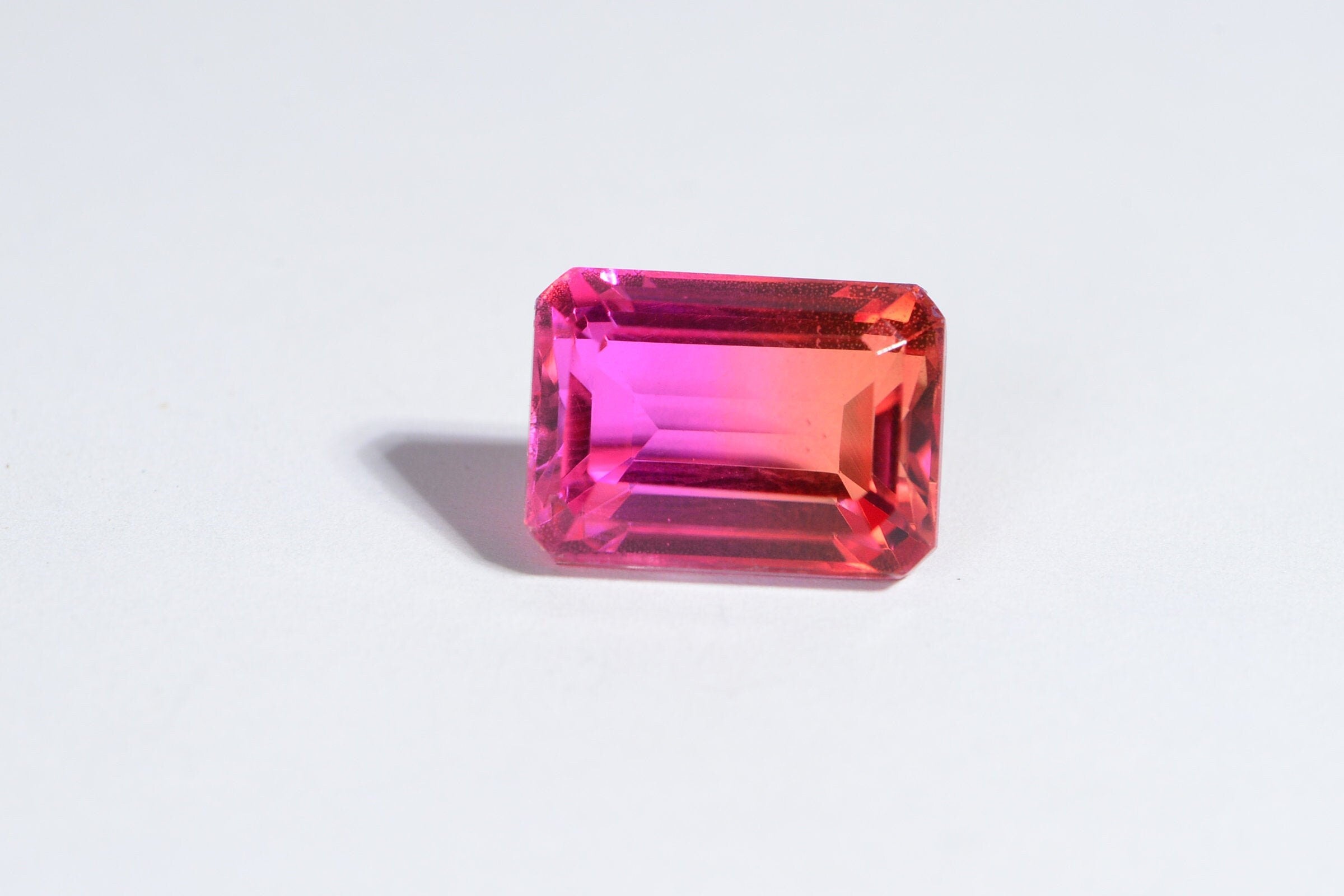 Pink Orange Topaz Quartz Doublet: 14mm Rectangle Gemstone
