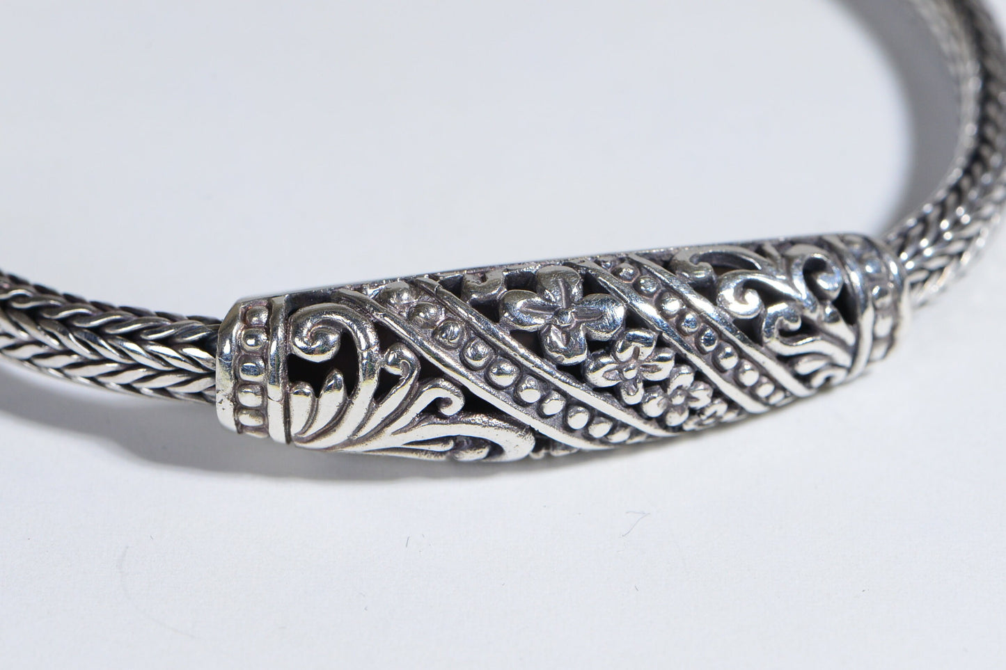 Heavy Bracelet in Sterling Silver Flower Bar Design Viking Technique  Vintage 1995